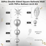 129pcs Metallic Silver Square & Garland Balloons Kit for Party Backdrop Decor