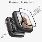 Jetech Case With Screen Protector For Watch Se (2022/2020) /Series 6 5 4 44Mm, Overall Protective Cover, Built-In Tempered Glass Film High Sensitivity, 2 Pack (Black)