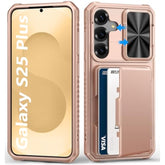 Samsung Galaxy S25+ Wallet Case, RFID, Card Holder, Military Drop, Rose Gold