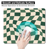 Green Checkered Mouse Pad Cute, Retro Boho Mousepad For Home Office, Anti-Slip Rubber Minimal Abstract Wavy Mice Pad For Computer & Laptop, 9.5X7.9 Inch, Sage Green Pattern Aesthetic