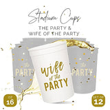 Wife Of The Party Bachelorette Cups - 12 Bachlorette Cups, Perfect Team Bride Party Favors (Black)