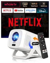 Gimbal N5 Compatible With Netflix & Auto Focus Keystone Smart Mini Projector With Wifi6 And Bluetooth, Portable Projector Native 1080P & Voice Controlled, 4K Home Movie Projector, White