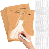 30 Set Guess The Dress Bridal Shower Games For Guests, Include 30 Pcs 5 X 7 Inch Wedding Shower Games Cards And 30 Pcs Watercolor Gel Crayons Fun Wedding Party Favors Decorations(Brown)