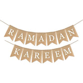 Burlap Ramadan Kareem Banner Muslim Fireplace Mantel Decoration Rustic Ramadan Kareem Bunting Banner For Mantle Fireplace Ramadan Party Decor Supplies