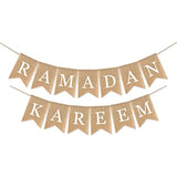 Burlap Ramadan Kareem Banner Muslim Fireplace Mantel Decoration Rustic Ramadan Kareem Bunting Banner For Mantle Fireplace Ramadan Party Decor Supplies