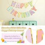 Pastel Happy Birthday Banner – 9ft Pre-Strung, No Assembly Needed for All Ages & Celebrations