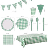 170 Pieces Sage Green And White Party Supplies Disposable Paper Plates Napkins Cups Knives Spoons Forks Tablecloth Banner For Wedding Bridal Baby Shower Decorations, Serve 24