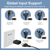 6 Pack European To America Travel Adapter Plug, Eu To Us Plug Compact Converter, China, Italy, Switzerland, Brazil, Europe To Usa, Canada, Mexico Type A Type B Outlet, Black
