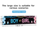 Baby Gender Reveal Decorations Banner (118.2X19.7 Inch) , Boy Or Girl