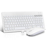 Bluetooth Keyboard And Mouse Combo Rechargeable Portable Wireless Keyboard Mouse Set For Apple Ipad Iphone Ios 13 And Above Samsung Tablet Phone Smartphone Android Windows (White)