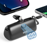 Portable Charger Pd Fast Charging Mini Power Bank 5000Mah Charger With Built-In Cable Stand And Led Display Powerbank Compatible With Iphone 15/14/13/12 Pro Max Samsung Android Phones