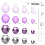 Grey Violet Maca Purple Silver Balloons Garland Arch Kit, 146Pcs Latex Balloons Different Sizes 18 12 10 5 Inch For Party Decoration Birthday Wedding Engagements Anniversary Baby Shower