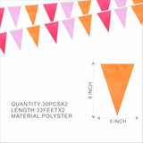 Rose Red Pink Orange Pennant Banner Flags Garland 66Ft 60Flags Party Decor