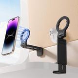 Magnetic Airplane Phone Holder For Magsafe, 16, 15, 14, 13, 12 & All Phones, Handsfree Phone Mount For Seat Tray Table, Pocket Size Travel Essentials Must Have Accessories For Flying
