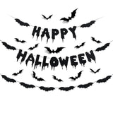 Black Glitter Happy Halloween Banner Bat Garland Wall Decals Haunted House Decor