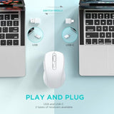 Bluetooth Mouse, Wireless For Mac/Macbook/Pc/Laptop/Ipad/Computer/Chromebook, 4 Modes (Bt5.2 & Bt3.0 + Usb-A & Usb Type-C) (White)