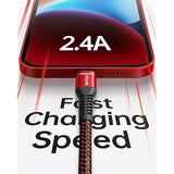 Iphone 6Ft Charger Cable 3 Pack MFi Certified Nylon Fast Charging Red