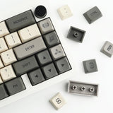 Pbt Keycaps - Xda Profile, 124 Key Retro Grey Set, Dye-Sublimated For Cherry Gateron Mx Switches 100%, 75%, 65%, 60% Mechanical Keyboards