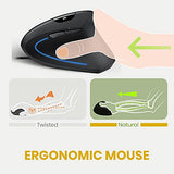 Perimice-513 Wired Ergonomic Vertical Mouse - 6 Buttons With 1000/1600/3200/6400 Dpi - Right-Handed Design - Wired Usb 5.9Ft Cable - Black