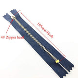 2Pcs Golden Brass Alloy Jean Zipper, 4 Inch Close End Zippers For Sewi
