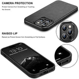 Compatible With Iphone 14 Pro Case Premium Leather Tpu Hybrid Case (Black)