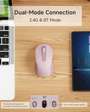 C1 Wireless Mouse For Laptop, 2.4Ghz And Bluetooth Silent Mouse For Small & Middle Hand, 4000Dpi Portable Ergonomic Rechargeable Mouse For Pc, Ipad, Mac, Chromebook, Office, Pink