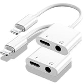 Apple MFi Certified 2 Pack Lightning to 3.5mm Headphones Jack Adapter for iPhone Dongle 2 in 1 Charger and Aux Audio Splitter Adapter Compatible with iPhone 14 13 12 11 XS XR 8 7