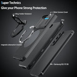 Magnetic Phone Case for Samsung Galaxy S21 FE 5G, Heavy Duty Protective Kickstand Cover with Built-in Slide Camera, Black