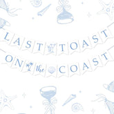 Last Toast On The Coast Bachelorette Party Banner Coastal Bachelorette Party Decorations Blue White Shell Champagne Palm Tree Garland Banner For Girl Beach Bachelorette Bridal Shower Party Supplies