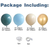 Dusty Blue Balloon Garland Arch Kit 165Pcs White Sand Pastel Macaron Blue Ocean Blue Chrome Gold Balloon Boho Baby Shower Wedding Boy Birthday Decoration