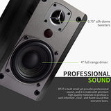 BT27 Active Powered Bluetooth Bookshelf Speakers - 60W RMS Studio Monitor Speakers for PC, TV, Turntable - High Fidelity Wooden Enclosure with Remote