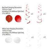 Red And White Foil Swirl Hanging Decoration For Birthday Graduation We