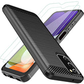 Galaxy A03S Case With 2Pcs Screen Protector Shock-Absorbing | Flexible Tpu Rubber | Protective Cell Phone Cover | For Samsung Galaxy A03S Us | Black