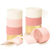 Wedding Party Decorations, 8 Rolls Pink Gold Crepe Paper Streamers For Wedding, Bachelorette, Birthday, Baby Bridal Shower, Valentines Day Party Backdrop Decorations, 82Ft Long
