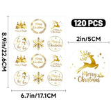 Merry Christmas Stickers - 2 Inch 120Pcs Gold Foil Holiday Stickers Merry And Bright Sticker Large Round Christmas Tree Snowflake Snowman Labels For Envelope Seals Cards Ornaments (White)