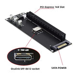 Cablecc Oculink SFF-8612 SFF-8611 to PCIE PCI-Express 16x 4X Adapter with SATA