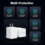 Usb-C Charger Block 72W Dual Port Pd 3.0/Qc 4.0 Gan C Chargers Fast Charging Usb Wall Charger Power Adapter For Iphone 17 16 15, Samsung, Google Pixel And More