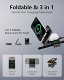 Qi2 3 in 1 Wireless Charger for Apple Devices, Qi2 15W Magnetic Foldable Wireless Fast Charger for iPhone 17/16/15/14/13/12, Apple Watch and AirPods