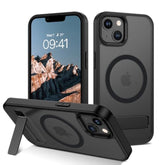 Magnetic For Iphone 14/Iphone 13 Case, Compatible With Magsafe With Invisible Kickstand, Translucent Matte Back Tpu Bumper Military Grade Iphone 14/Iphone 13 Phone Case, Black