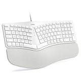 Rt05C Wired Ergonomic Keyboard, Split Keyboard With Cushioned Wrist Rest, Adjustable Tilt Legs, Plug And Play, Usb Corded, Compatible With Windows/Mac-White