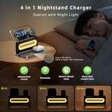 3 In 1 Wireless Charging Station For Apple Magsafe Charger,Magnetic Wireless Charger Stand For Iphone 16 15 14 13 12,Foldable Nightstand Charging Dock For Apple Devices Iwatch,Airpods With Night Light