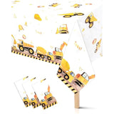 3Pcs Truck Plastic Birthday Party Tablecloths,Construction Themed Table Cover For Kids Boy Parties Baby Showers Supplies, 54 X 108Inch