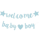 Baby Boy Shower Decorations - 3M Long Welcome Banner, Blue For Gender Reveal Party