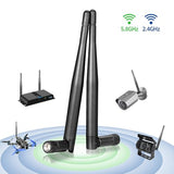 Dual Band Wifi Antenna 2.4Ghz 5Ghz 5.8Ghz 3Dbi Rp-Sma Male Antenna Replacement (2-Pack) For Wifi Router Wireless Network Card Usb Adapter Security Ip Camera Video Surveillance Monitor