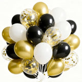 66pc Black & Gold Balloon Set Metallic, Confetti & Matte NYE Decor
