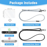 2 Pcs Phone Lanyard Crossbody (Black & Gray) Anti Theft Phone Strap 6Mm, Neck Strap For Women Men Compatible With Smartphones Iphone, Cell Phone Lanyard Accessories With 2 Plastic Patches