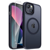 iPhone 14/13 Magnetic Matte Case with Screen Protector Shockproof Black