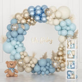 153Pcs Dusty Blue Balloon Baby Shower Decorations For Boy, Blue Balloon Arch Kit Baby Boxes With Letter (A-Z+Baby) For Boho Baby Shower Boy Birthday Gender Reveal Party Supplies
