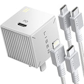 Usb C Wall Charger Block, 30W Gan Pd Fast Charger, Usb-C Charger Adapter With Usb C To Lighting For Iphone 14/13/12 Pro Max And Usb C To Usb C Cable For Ipad Pro