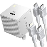 Usb C Wall Charger Block, 30W Gan Pd Fast Charger, Usb-C Charger Adapter With Usb C To Lighting For Iphone 14/13/12 Pro Max And Usb C To Usb C Cable For Ipad Pro